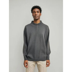 IZOD Men's Gray Mock Neck 1/4 Zip Pullover Sweater XXL Long‎ Sleeve